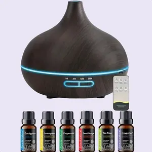 550ML Essential Oil Diffuser with Remote Control, 7 Color Lights Aromatherapy Diffuser Humidifier with 6 Essential Oils Set