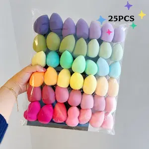 25pcs Soft Makeup Sponges Set, Beauty Sponges, Latex-Free Color Foundation Pads, Perfect Base, Precise Tip for Concealer, Round Face, Flat Edge for Contouring, Dry Wet Use, Ideal Gift