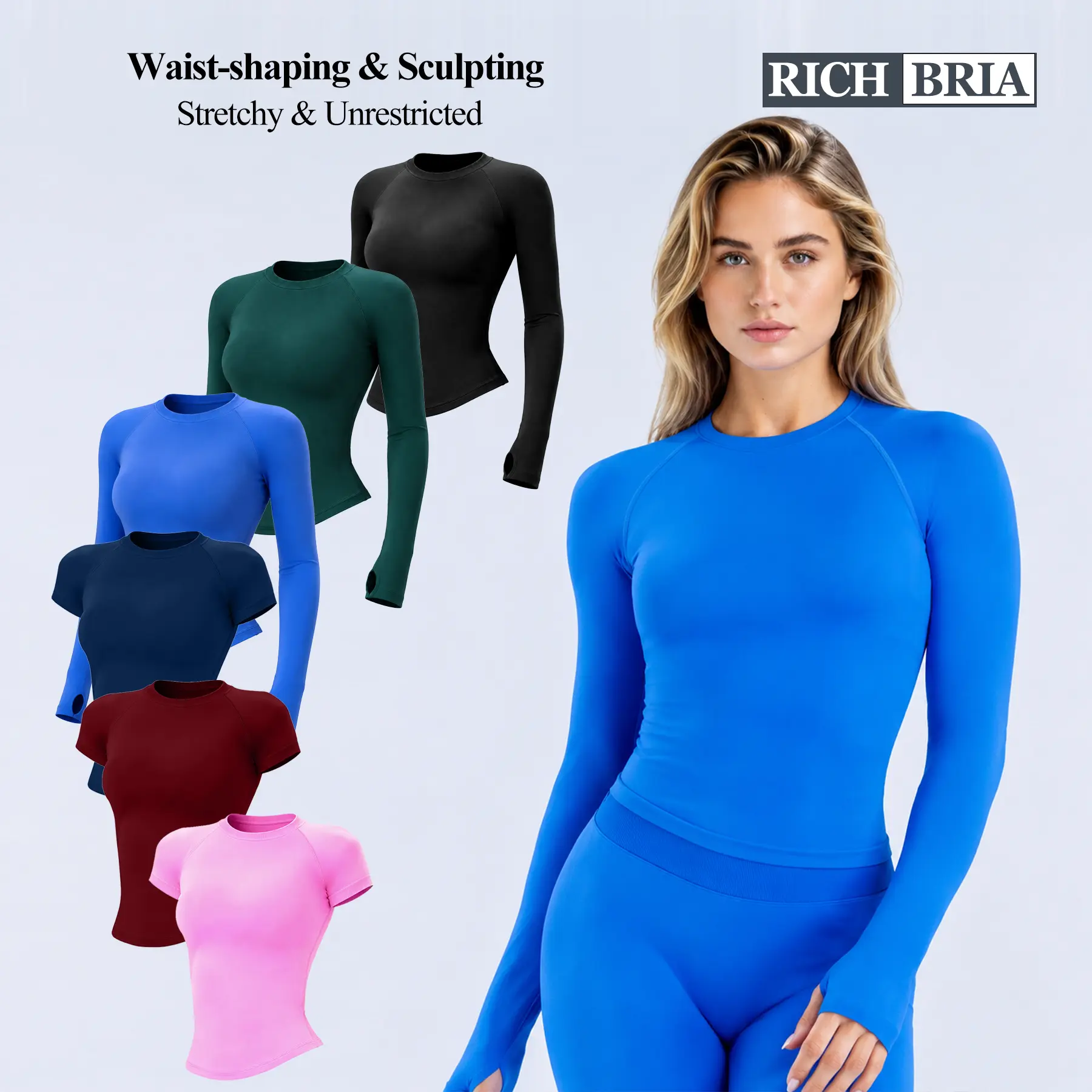 RICH BRIA Impact Short Sleeve Top Workout T Shirt for Women, Fitness Gym Tank Top Matching Seamless Round Neck Casual Tee Tops, Breathable Comfortable Yoga Clothes, Active Outfit
