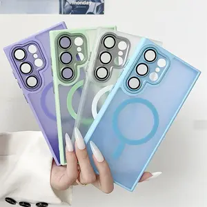 Fin Translucent Lens Protect Shockproof Case For Samsung S25 S24 S23 FE S22 Ultra Plus A56 A36 A26 A16 06 For Magsafe Magnetic Cover
