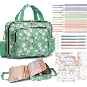 Bible Cover for Women Bible Case, Large Bible Bag w/Shoulder Strap, Bible Study Supplies Bible Journaling Kit Book Carrying Case with Bible Highlighters Tabs, Mothers Day Christian Gifts for Women