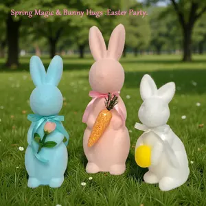 Plush Carrot Bunny Decoration, Easter Rabbit Ornament with Carrot, Cute Fuzzy Bunny Decor for Home, Spring Table Decor, Holiday Gift