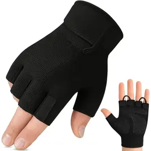 Sports & Outdoor Workout Gloves for Men, Durable Palm Grip Gym Gloves Women Half Finger Elasticated Training Weight Lifting Strength Bodybuilding Anti Slip Cycling Gloves Exercise