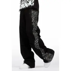 Bolor Black Rhinestone Baggy Jean
