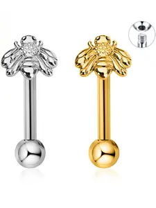 316 Stainless Steel 16g Bee Ear Studs, Insect Ear Bone Piercing Jewelry, Unique Lip Ring Accessories for Stylish Look