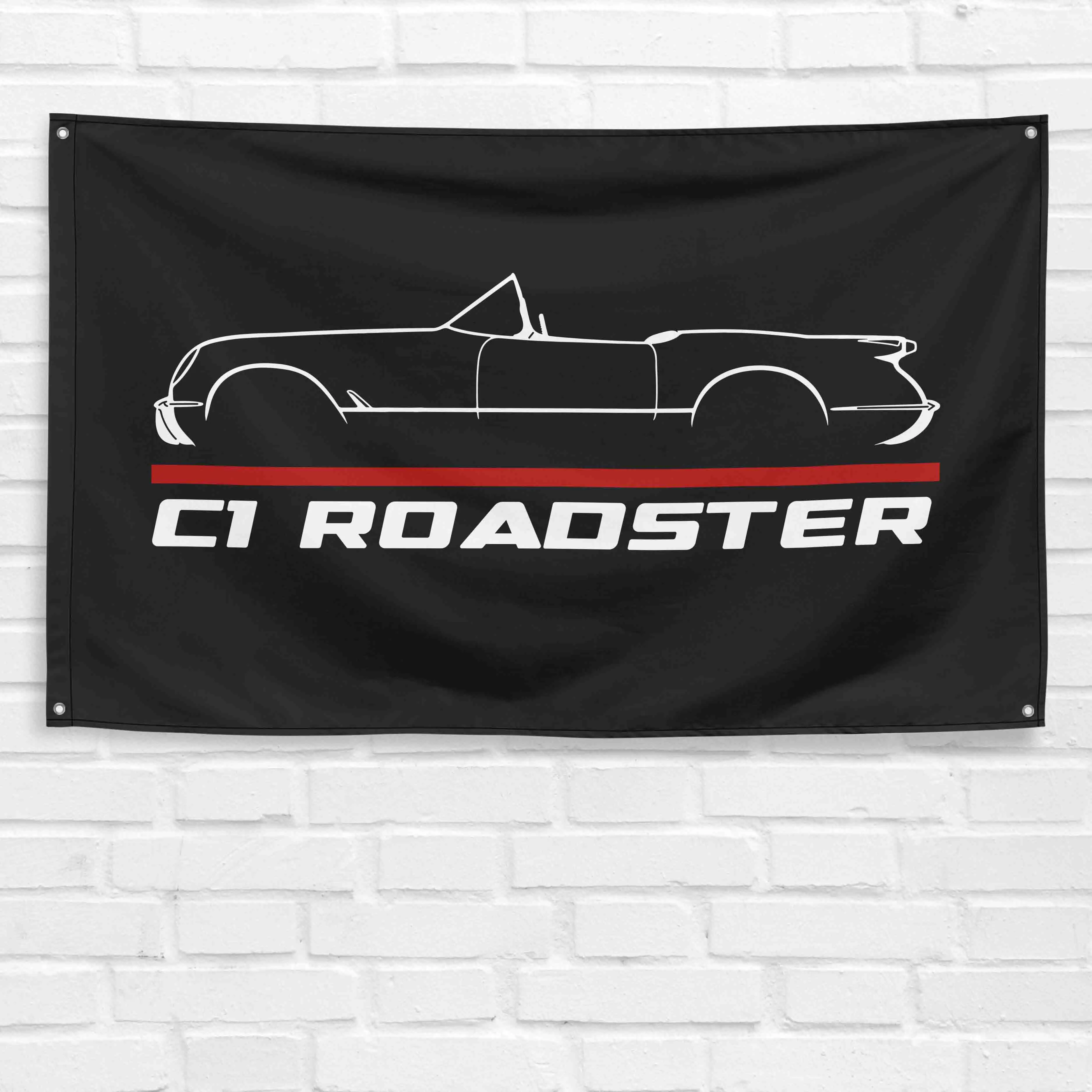 Corvette C1 1953 Roadster Decorative Banner - 3 x 5 ft Durable Lightweight Polyester, Rust Resistant Grommeted & Left-Side Sleeve, Bold Printing Indoor Garage Wall Decor, Birthday Gift Ideas