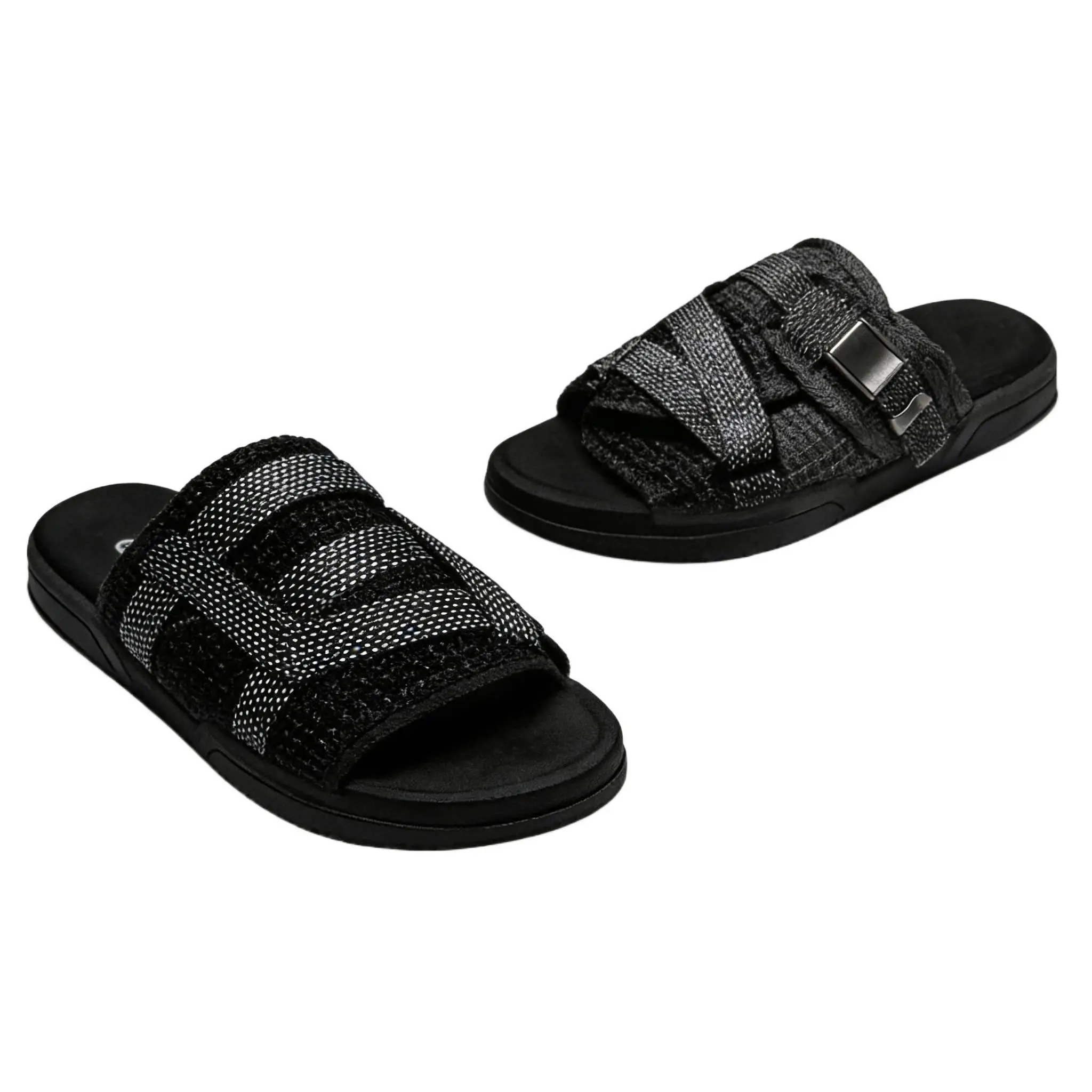 Men's Sport Slide Sandals with Adjustable Straps, Cushioned Rubber Slip On Slipper for Summer with 1-Inch Hidden Height Increase, Shoe