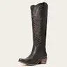 REDTOP Women's Western-Style Knee-High Cowgirl Boots - Footwear with Embroidered Geometric Design, Beads, Fabric Upper, Side Zipper, Snip Toe, Block Heel, Rubber Sole, Casual Cowgirl and Outlaw Style, Comfortable Shoes for Women