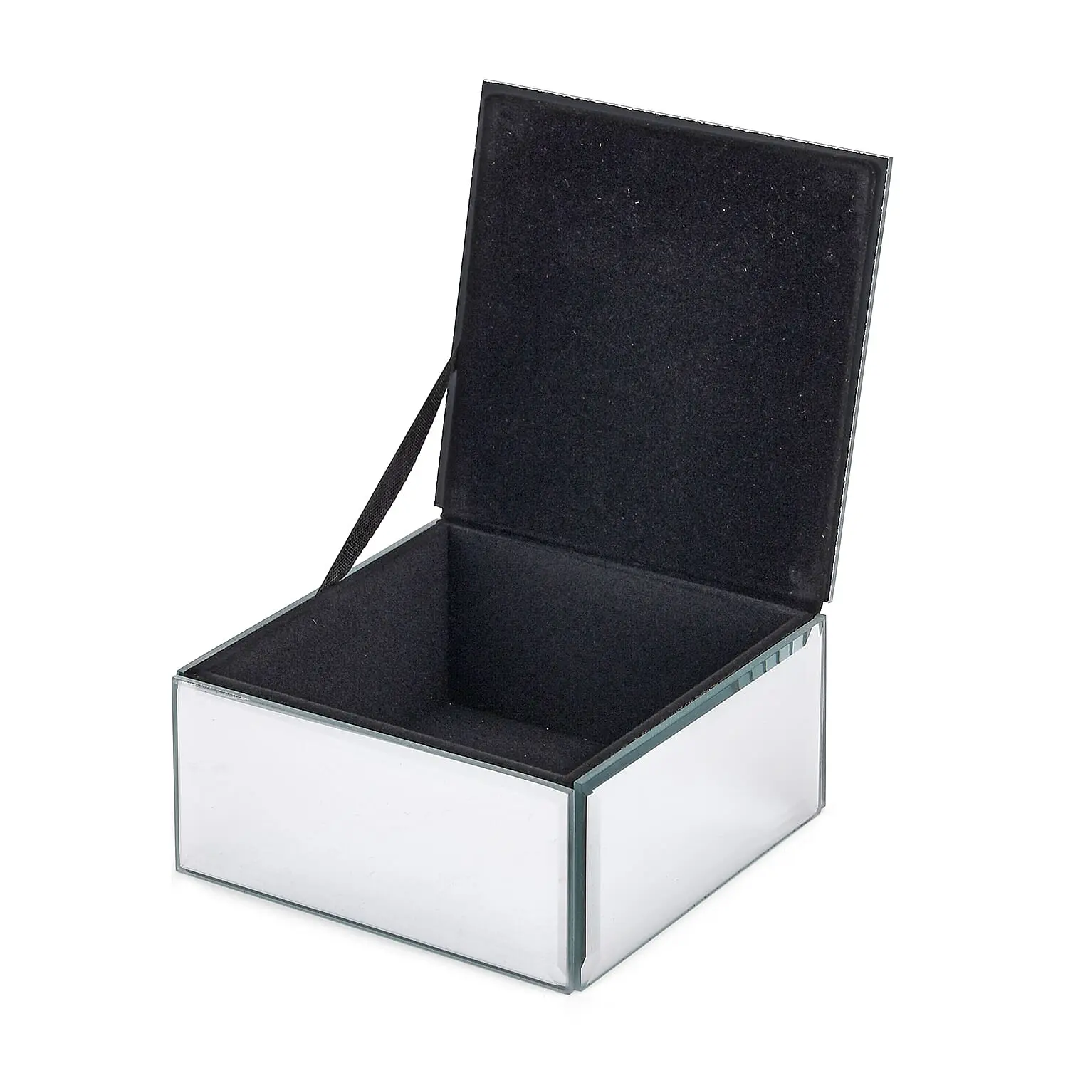 Square Glass Jewelry Box with Blue and Purple Crystal Floral on Top (4.72"x4.72"x2.95")