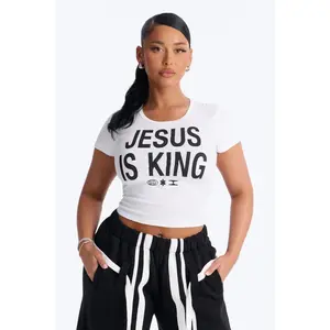 Jesus Is King Baby Tee - White