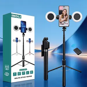Upgrade 6 in 1 Selfie Stick With Fill Light, 67" Phone Tripod & Wireless Remote Page Turner,Bluetooth Camera Video Recording Remote,Music Control, for iPhone ,iPad ,iOS,Android