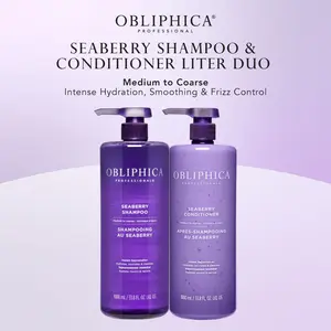 Obliphica Seaberry Shampoo & Conditioner Liter Duo – Medium to Coarse | Intense Hydration, Smoothing & Frizz Control | Salon Size 33.8oz Set