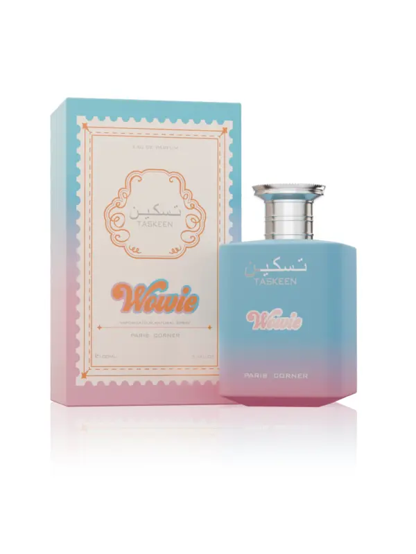 Taskeen Wowie Eau de Parfum by Paris Dornier - Gradient Blue and Pink Bottle with Elegant Packaging