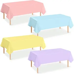 4Pcs Pastel Disposable Plastic Rectangle Table Covers 54 x 108 Inch for Baby Shower Bridal Wedding Easter Birthday Ice Cream Party Decorations