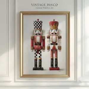 Classic Christmas Nutcracker Print Vintage Festive Holiday Decor, Charming Winter Poster, Chic Trendy Art