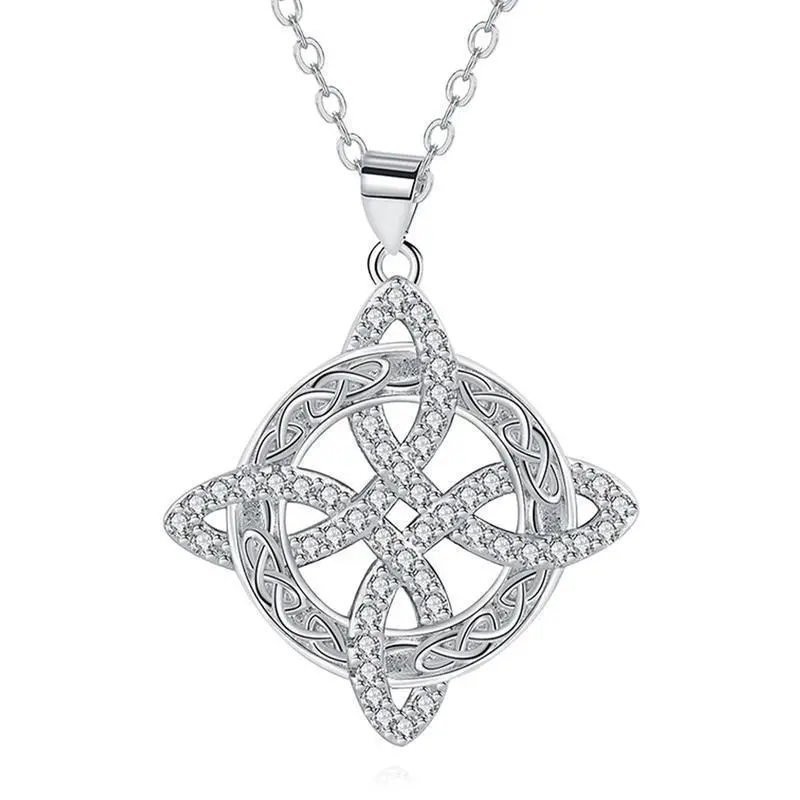 Virelyn B Solid Copper Celtic Witches Knot Crystal Necklaces for Women, Adjustable Chain, Funky Unique Accessories, Whimsical Empowerment Jewelry with Box, Bling Pendant, Exquisite Chain Jewelry