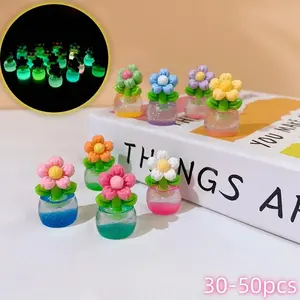 Random Color & Style Luminous Flower Design Resin Ornaments, Glow in The Dark Miniature Decorations for Fish Tank Aquarium, Pet Supplies