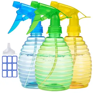 NO.BRAND 3-Pack 16oz Leak-Proof Empty Plastic Spray Bottle Set, Premium Mist-Stream Mode, Leak-Proof Lid, Canister Organiser Tin for Cleaning Solutions, Pet Care