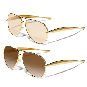 Retro Gold Aviator Sunglasses for Women Men, ]New Metal Oversized Aviators Sun Glasses