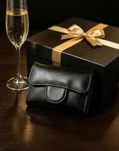 Style Quilted Caviar Wallet, Designer Inspired Trifold Card Holder with Gold Turnlock, Luxury Mini Purse for Daily & Evening