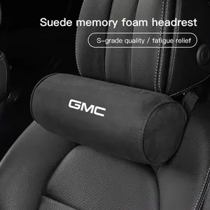 Car Neck Pillow Suede Circular Headrests Mounted Cervical Spine Protection Pillow For GMC Terrain Sierra Canyon Yukon Acadia Savana Denali AT4 Granite