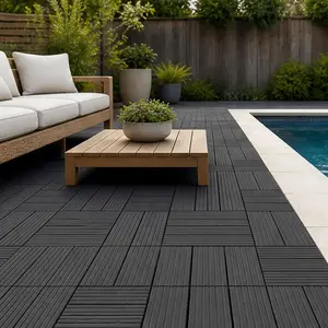 ARCH 12x12 in Solid Interlocking Deck Tiles (44 Tiles, Dark Gray) - Polypropylene Waterproof Outdoor Flooring, 0.8 in Thick, 0.75 lb, Easy Snap-Together Install, Durable, Long-Lasting Performance, for Patio, Bathroom