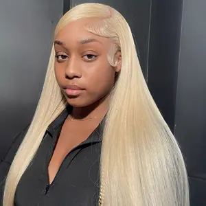 613 Color Lace Front Wig 150 Density Blonde Human Hair Straight 13X4 Transparent Lace Front Wigs for Women Natural Look Comfortable Fit