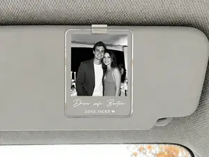 Personalized Couple Photo Car Visor Clip, Drive Safe I Love You, Custom Picture Sun Visor Decor, Playing Card Style, Valentine Gift For Him