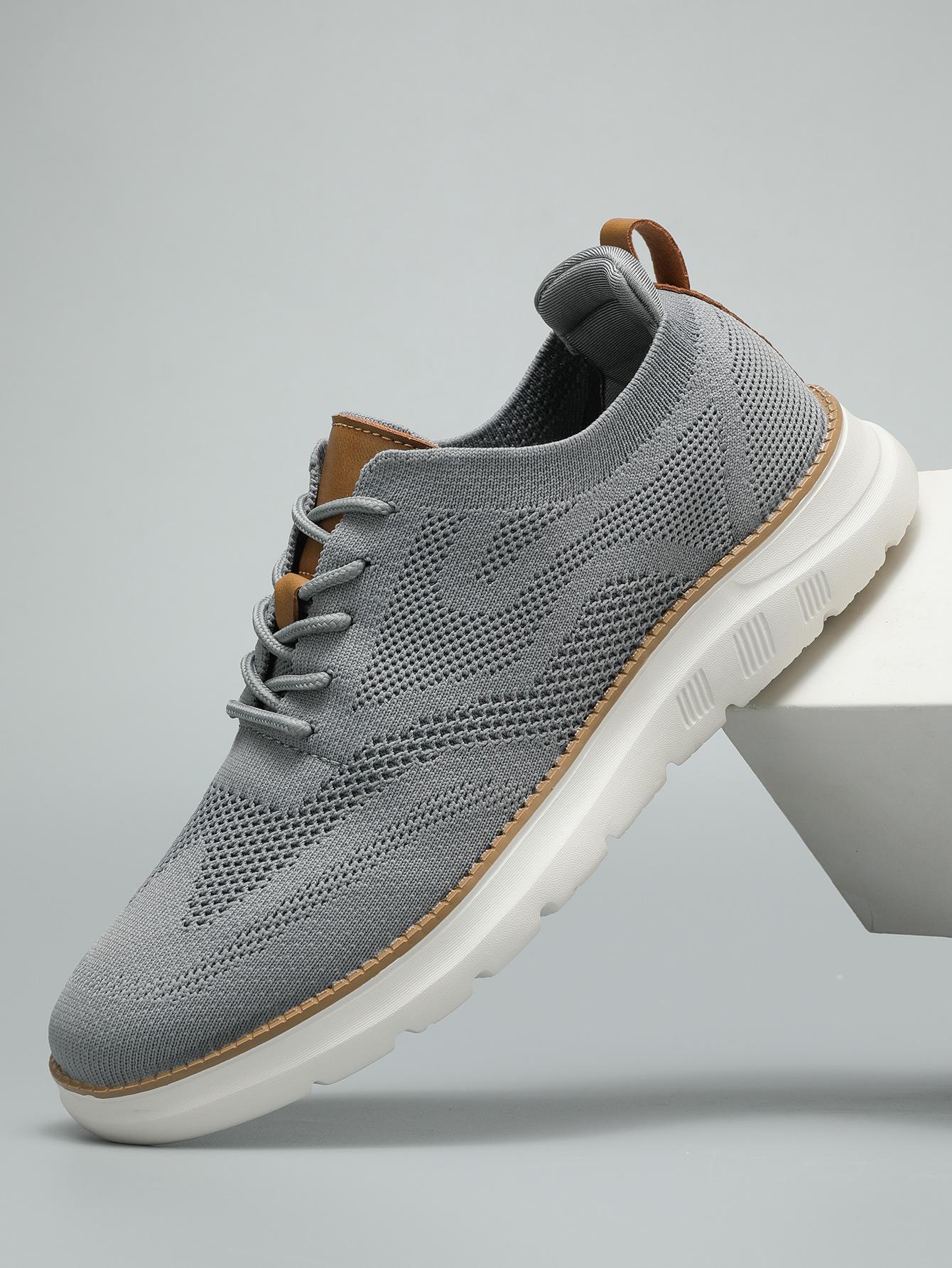 Men's Casual Mesh Breathable Solid Color Slip on Shoes, Lightweight Comfortable Sports Running Shoes,Knitted Mesh Breathable AndComfortable Platform Sneakers Closed Boy Trainer Footwear Runner Training Athletic