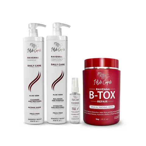 I BELLI CAPELLI Ravenna Daily Care + B-tox Repair Haircare Multi-Pack - Hydrating Shampoo, Intense Shine Conditioner, B-tox Repair Mask with Argan Oil for Straight, Radiant Shiny & Glossy Hair, Cleanser, Gentle