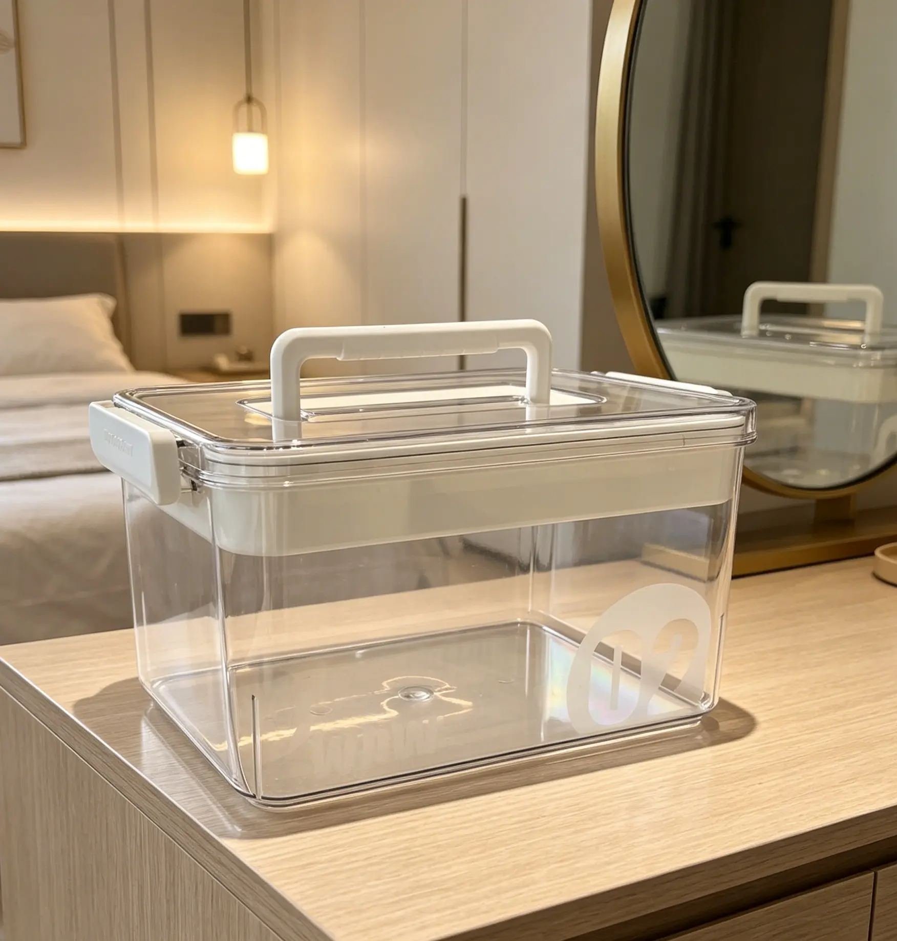 Portable Transparent Medical Storage Case with Sturdy Carry Handle,Hard Thickened Plastic First Aid Organizer with Removable Sorting Tray,Lightweight Sealed Bin,Practical Container for Pills Skincare Office Daily Sundry Storage.clear plastic organizer bin