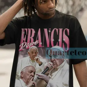 Pope Francis Retro 90s T-Shirt, Vintage Fan Merch, Catholic Gift Tee, Unisex Homage Clothing, Streetwear Pope Tee