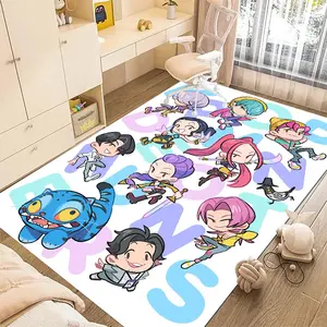 KPop Demon Hunters 18 cartoon print carpet, home living room, bedroom, office chair under carpet, holiday gift for family and friends, Christmas decoration carpet, Animal Printed Rug