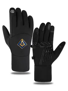 Freemason Symbol Printed Touchscreen Gloves Winter Outdoor Sports Gloves for Men and Women Warm Cycling Running Driving Gloves Perfect Christmas Thanksgiving Valentine's Day Gift for Friends Family and Outdoor Enthusiasts