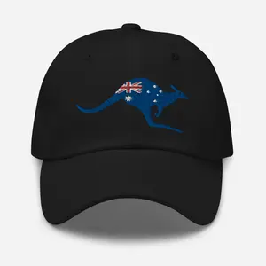 Kangaroo Hat, Australian Flag Kangaroo Embroidered Adjustable Dad Hat Baseball Cap, Aussie Gifts, Australian Outback, Animal Hats, Land Down Under