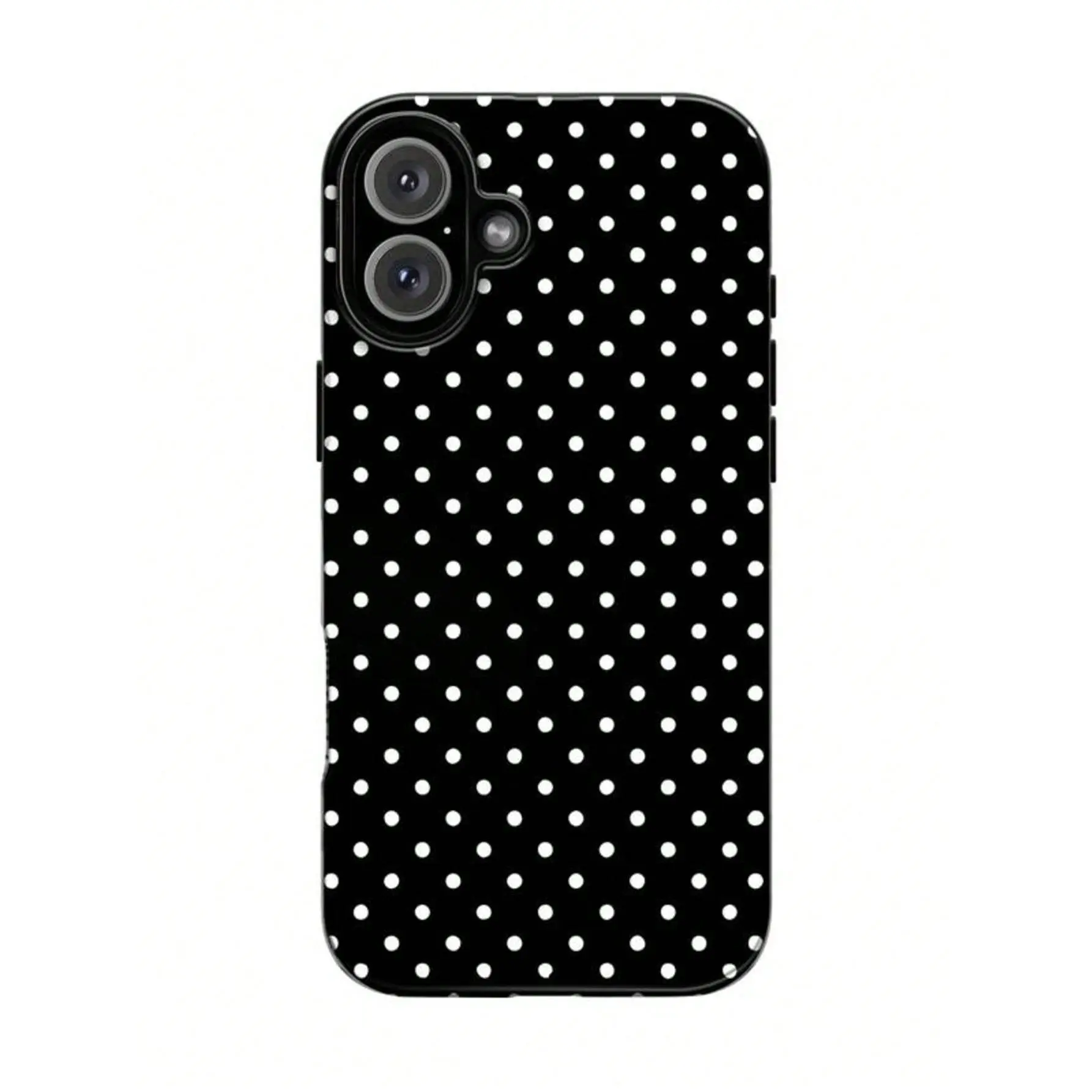 Black Background With White Polka Dots Two-In-One Matte Texture Phone Case Suitable For Compatible With Iphone17,17AIR,16, 15, 14, 13, 12, 11, PRO MAX,PLUS,X,XS And Case Suitable For Compatible With Samsung Galaxy S21/22/23/24/25 Ultra/FE+,NOTE20 Ultra