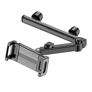 Adjustable Retractable Car Headrest Holder - Fits 4.7-12.9 Inch Phone Tablet (Black)