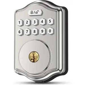 Keyless Entry Door Lock with Code,  Keypad Deadbolt with 2 ,  Door Locks for Front Door, Voice Guidance, Anti-Peeping Password, Auto Lock, Easy to Install, Satin Nickel