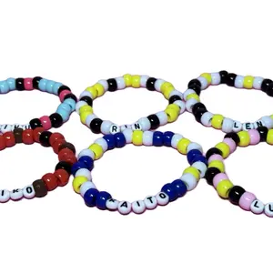 Vocaloid Kandi Single Bracelets - Colorful Beads with Text, Multi-Color Design