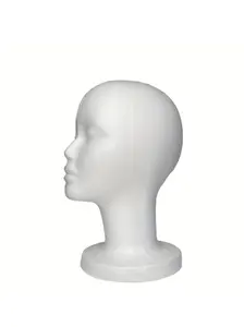 Female Styrofoam Mannequin Foam Wig Head, Hairpieces Stand Holder, Cosmetics Model Head Wig Display for Salon, Travel, and More