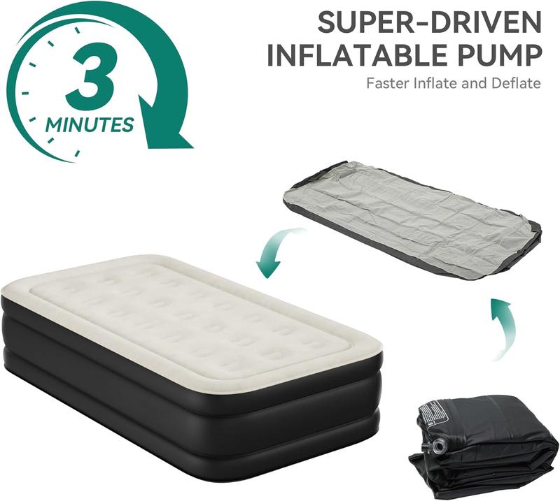 YITAHOME Twin/Twin XL Air Mattress Elevated Inflatable Mattress Blow Up Mattress for Camping, Home, & Portable Travel