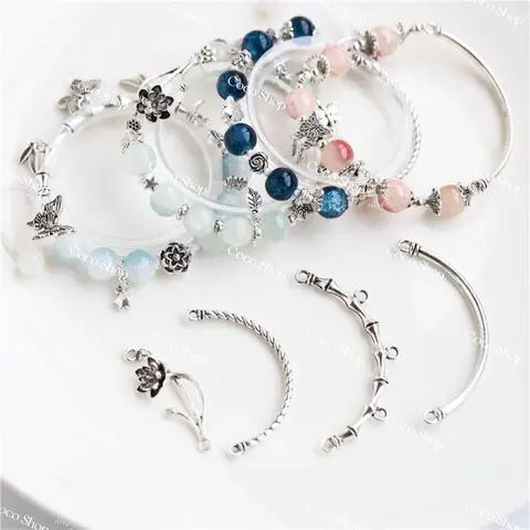 #CocoShop Unisex Antique Silver-Gold Durable Alloy Jewelry Set - Mixed Beads, Multi-Shapes, Elegant, Fashionable, Safe Daily Wear, Durability and Safety for Creative Endeavors