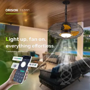 Orison 21'' Outdoor Ceiling Fans with Lights, Wet Rated Gazebo Fan with Remote, Plug in Hanging Fan for Patio Waterproof, App Controll