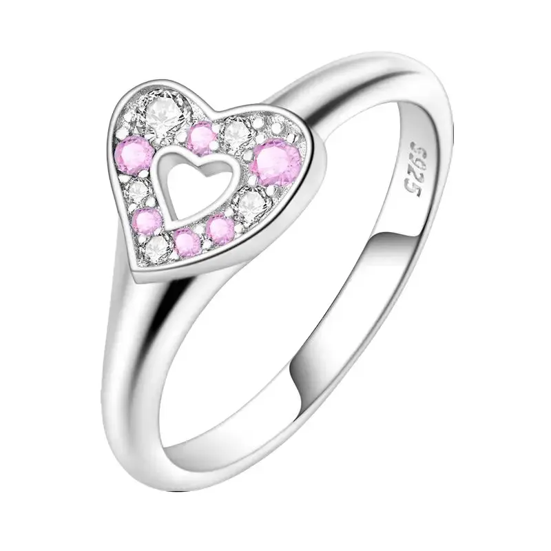 Dainty Pink Heart Bestie Ring - Matching Promise Rings, Meaningful Gift for Daughter & Best Friend