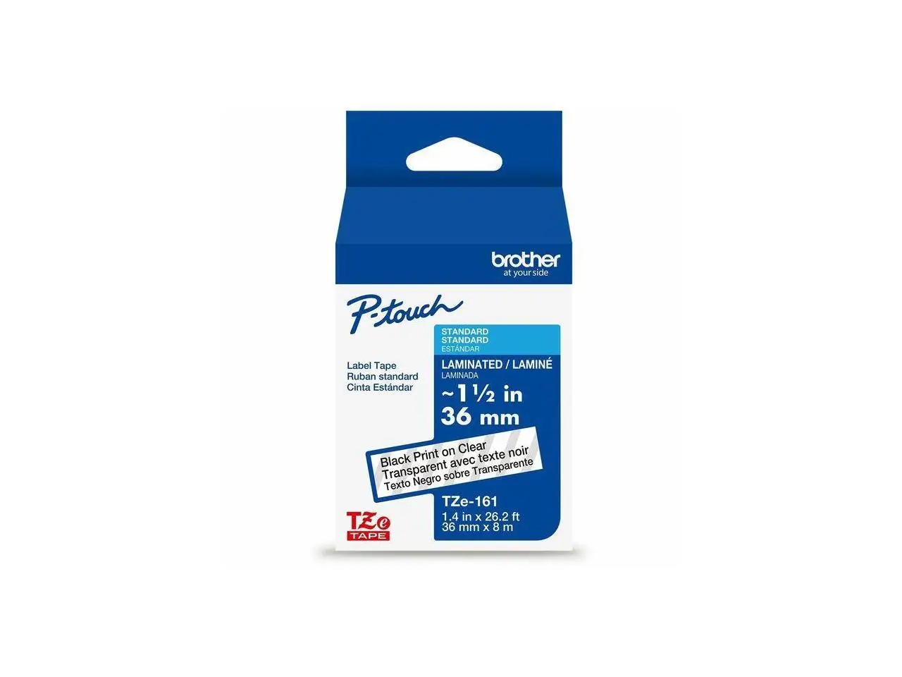 Brother P-touch TZe Laminated Label Tape - - DiameterTape - Clear - Laminated - Temperature Resistant, Easy to Read, Peeling Resistant, Fade Resistant, Long Lasting, Customizable - 26.20 ft Roll Lengt