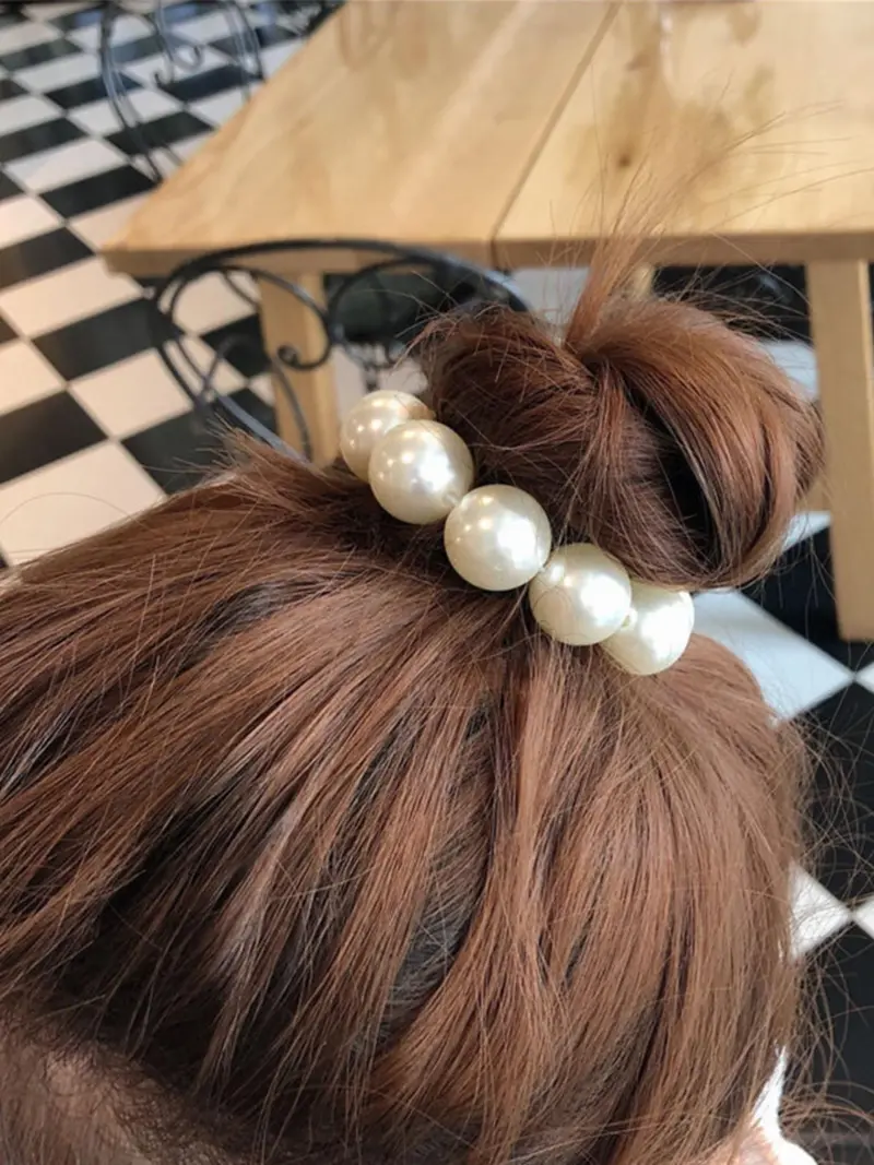 Élastiques à Cheveux élégants Honeybear – Perles Noires, Pour Femmes (neufs)