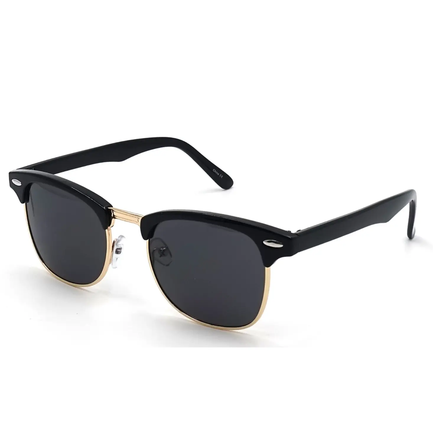 Summit — Black/Gold Polarized Clubmaster Sunglasses