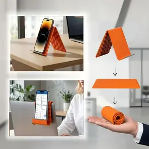 Flexible Silicone Aluminum Phone holder stand, Bendable Rollable Foldable Design, Universal Adjustable Anti-Slip Desktop Mount for Phone Tablet Laptop, Portable Ergonomic Holder for Home Office