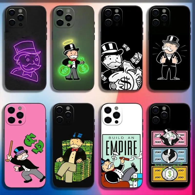 Dollar Alec Monopoly Man TPU Smartphone Case - Air Soft Black Shockproof Protection Cover, Phone Accessories Casing for iPhone 11,12,13,14,15,16,17 & Pro, Plus, ProMax Devices