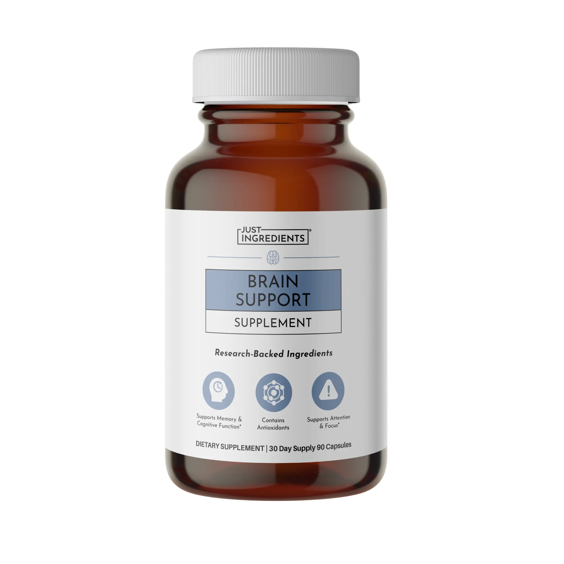 Just Ingredients Organic Brain Support Supplement with Citicoline, Bacopa, & Rosemary Extract for Cognitive Performance